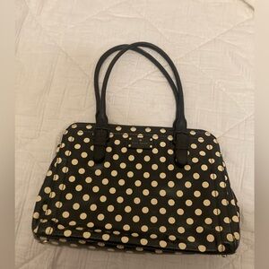 KATE SPADE Black and Cream Polka Dot Bag 14x11x5